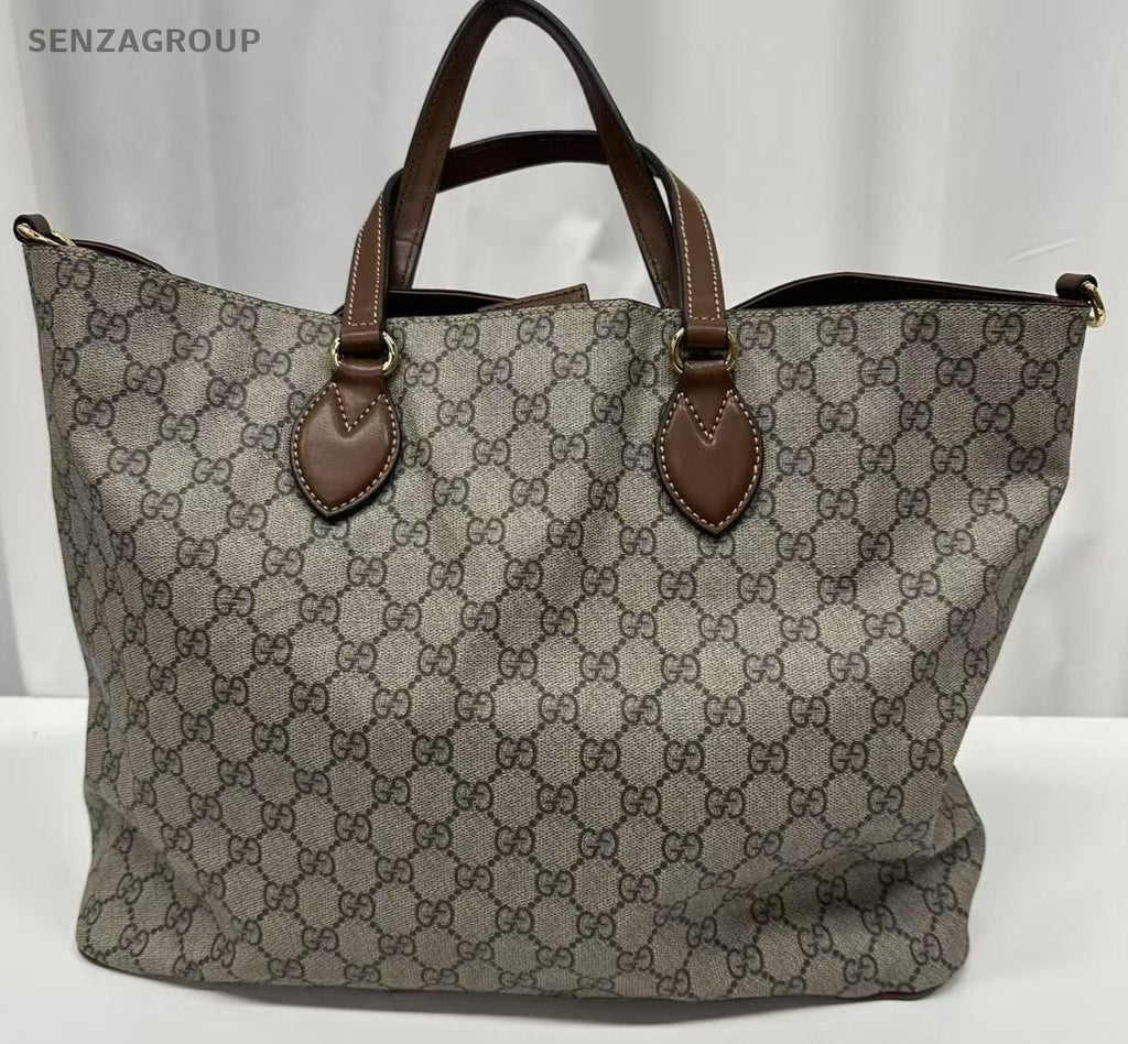 GUCCI Coated Canvas Monogram GG Handbag Shoulderbag Brown