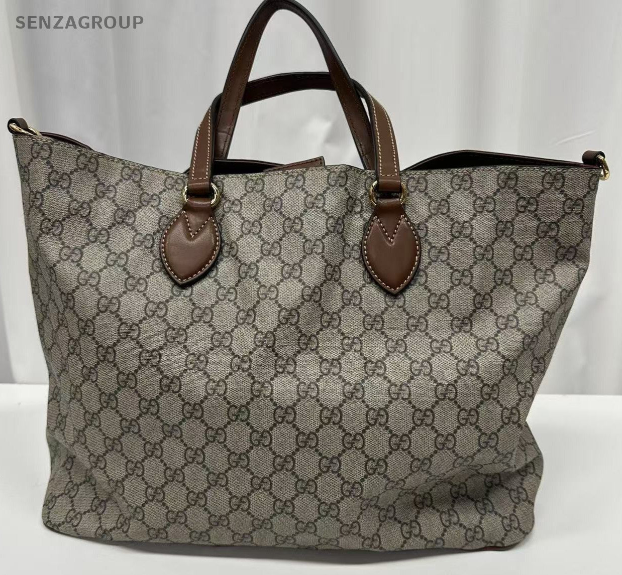 GUCCI Coated Canvas Monogram GG Handbag Shoulderbag Brown