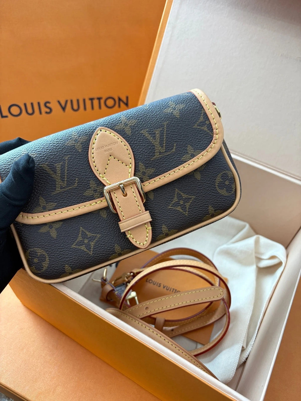 Louis Vuitton Nano Baguette Monogram Canvas Shoulder Bag Women