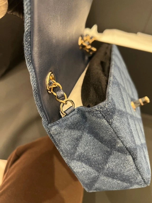 Authentic CHANEL Denim CF Mini Shoulder Crossbody Bag For Women