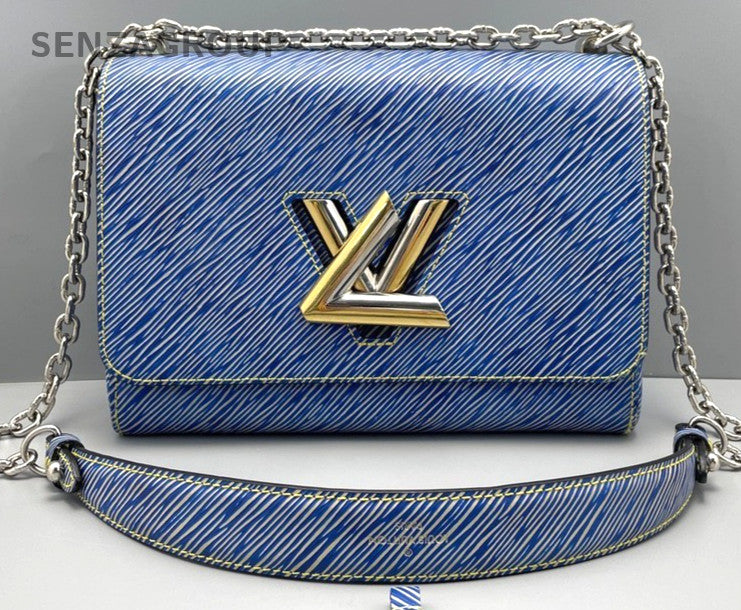 Louis Vuitton Twist MM Epi Leather Chain Strap Shoulder bag Crossbody Women Blue