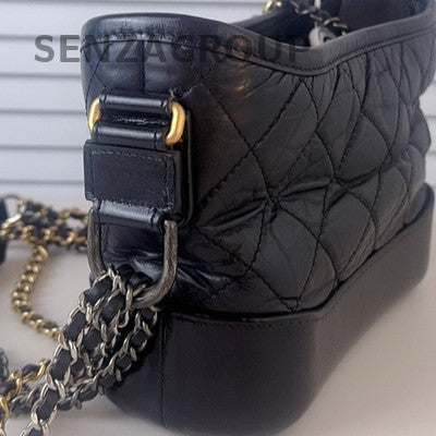 Chanel Gabrielle Hobo Small Black Gold Chain Shoulder Bag Quilted Classic