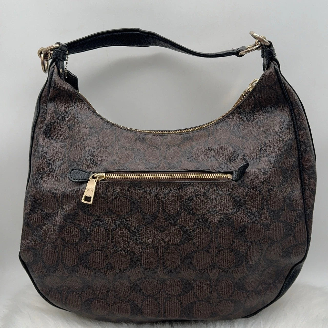 Coach Dark Brown Crescent Shoulder Handbag For Women