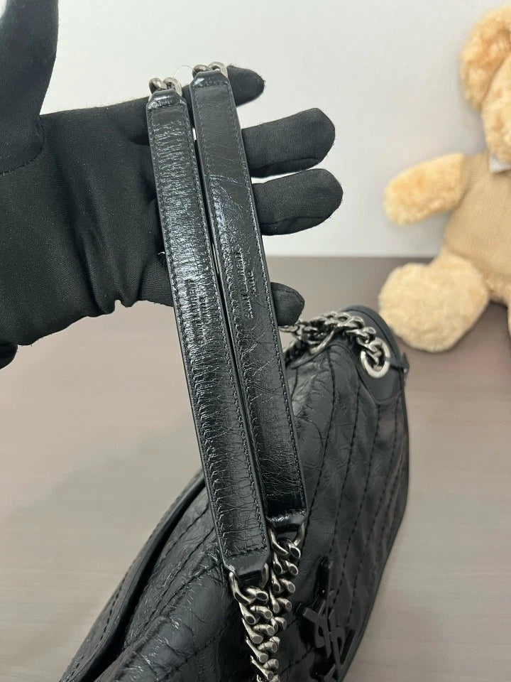 YSL Black Silver Medium Niki Shoulder Bag For Women