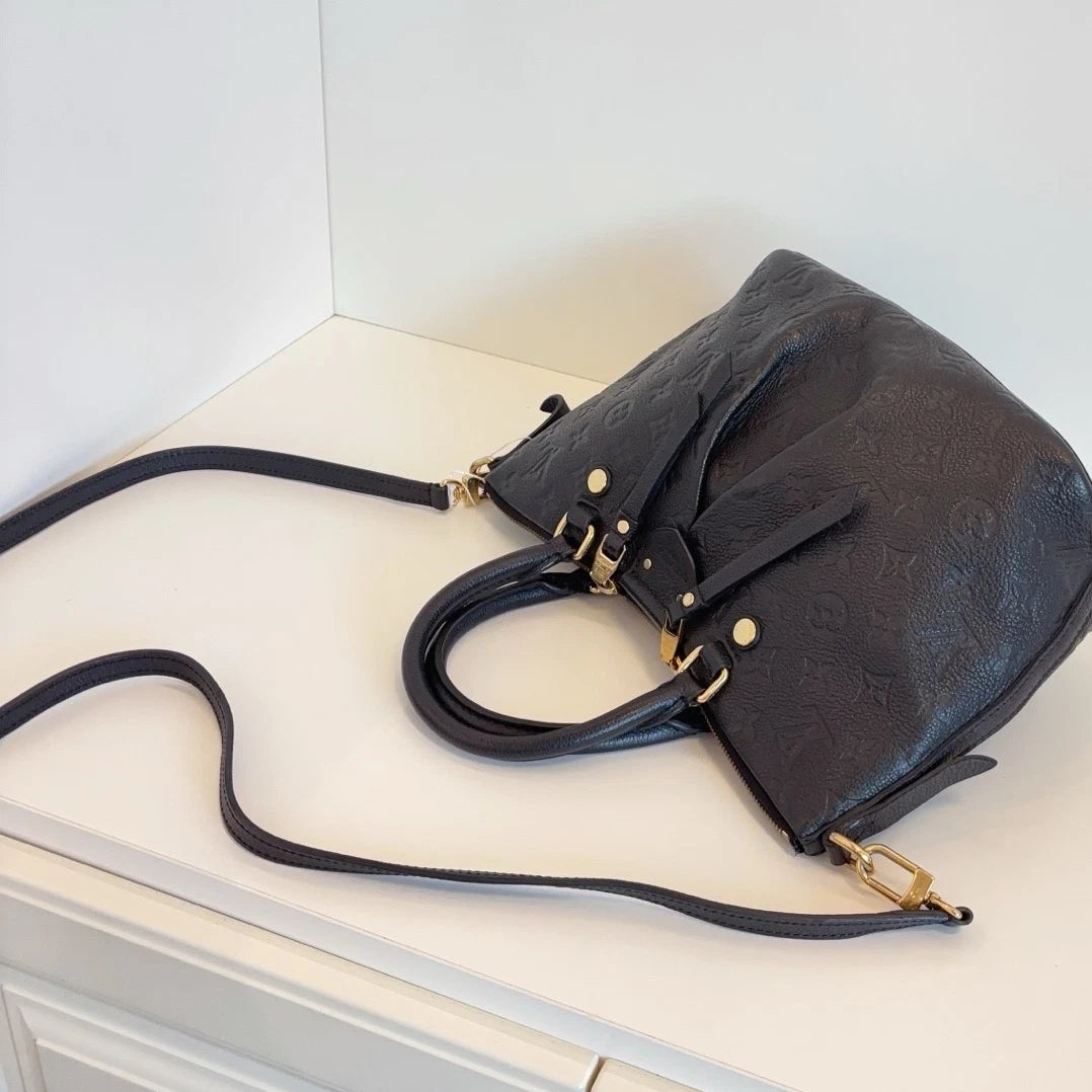 Louis Vuitton Mazarine Monogram Empreinte Tote Top Handle Shoulder Bag Black GHW