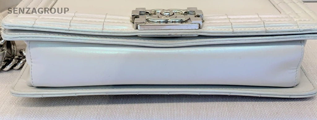Chanel 16 Leboy Vintage Chain Shoulder Bag White Silver Women Classic