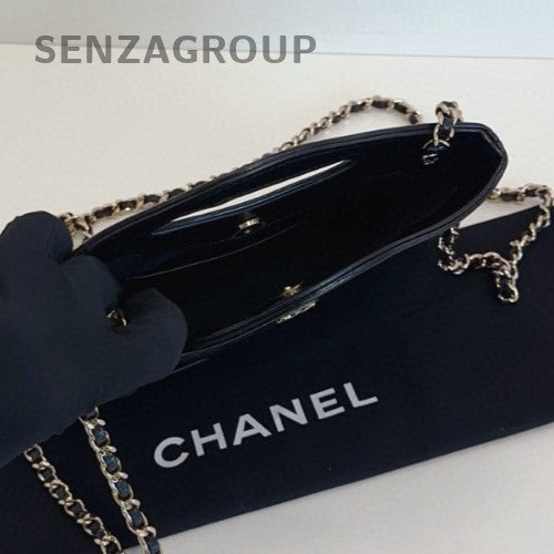 Chanel 24C Mini Top Handle Bag Chain Crossbody Black Gold Women Classic Fashion