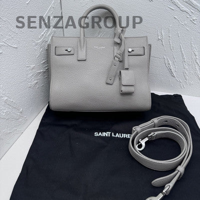 YSL Saint Laurent Sac De Jour Mini Bag Grey Silver Leather Women's