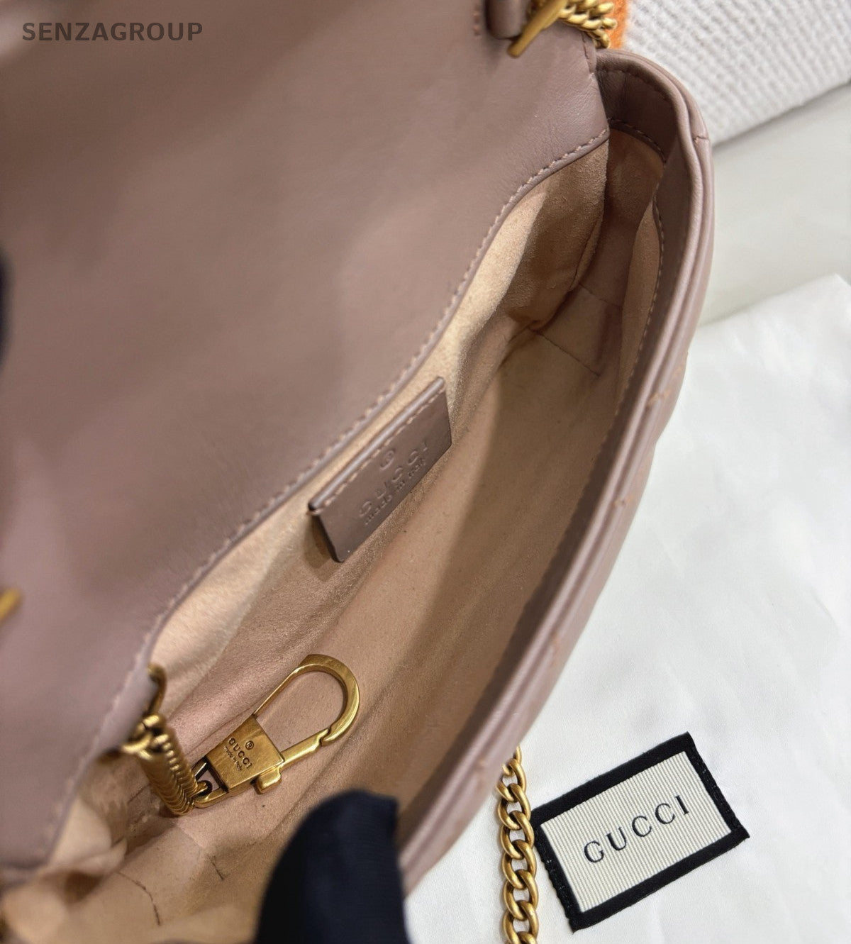 Gucci Marmont Mini Chain Shoulder Bag Crossbody Brown Gold Women Classic