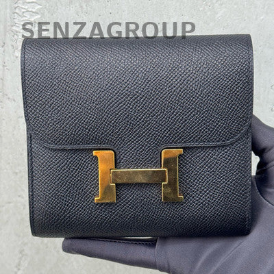 Hermès Constance Compact Wallet Black Gold D Stamp Women's Classic