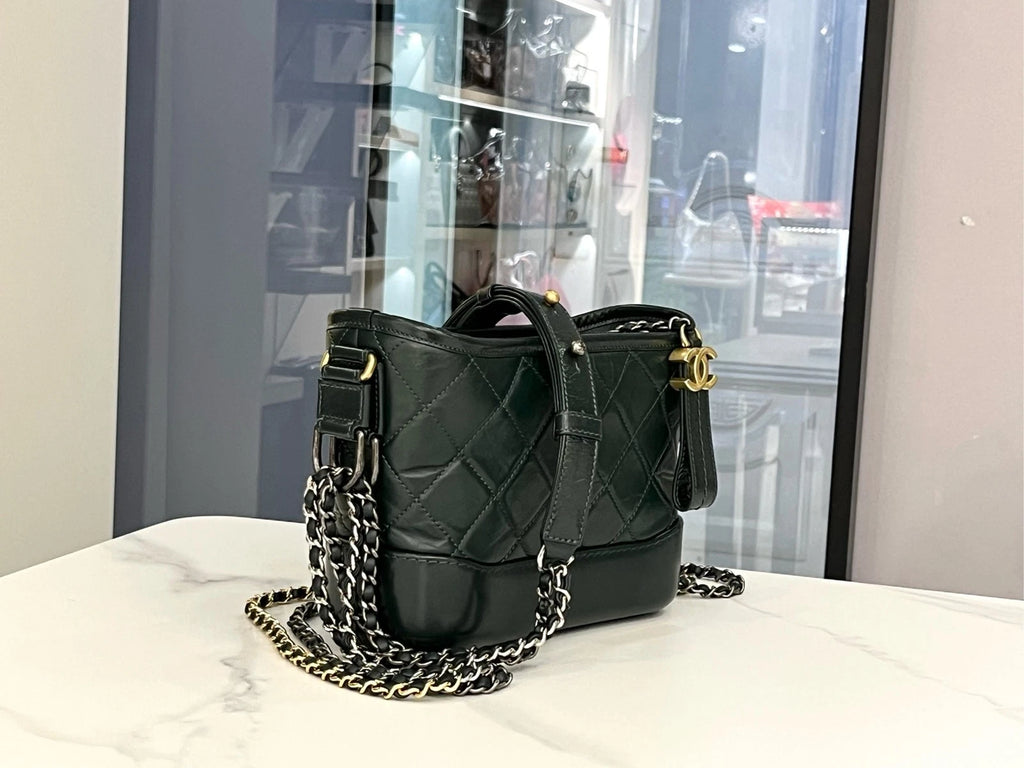 CHANEL Gabrielle Small Green Chain Shoulder Crossbody Women