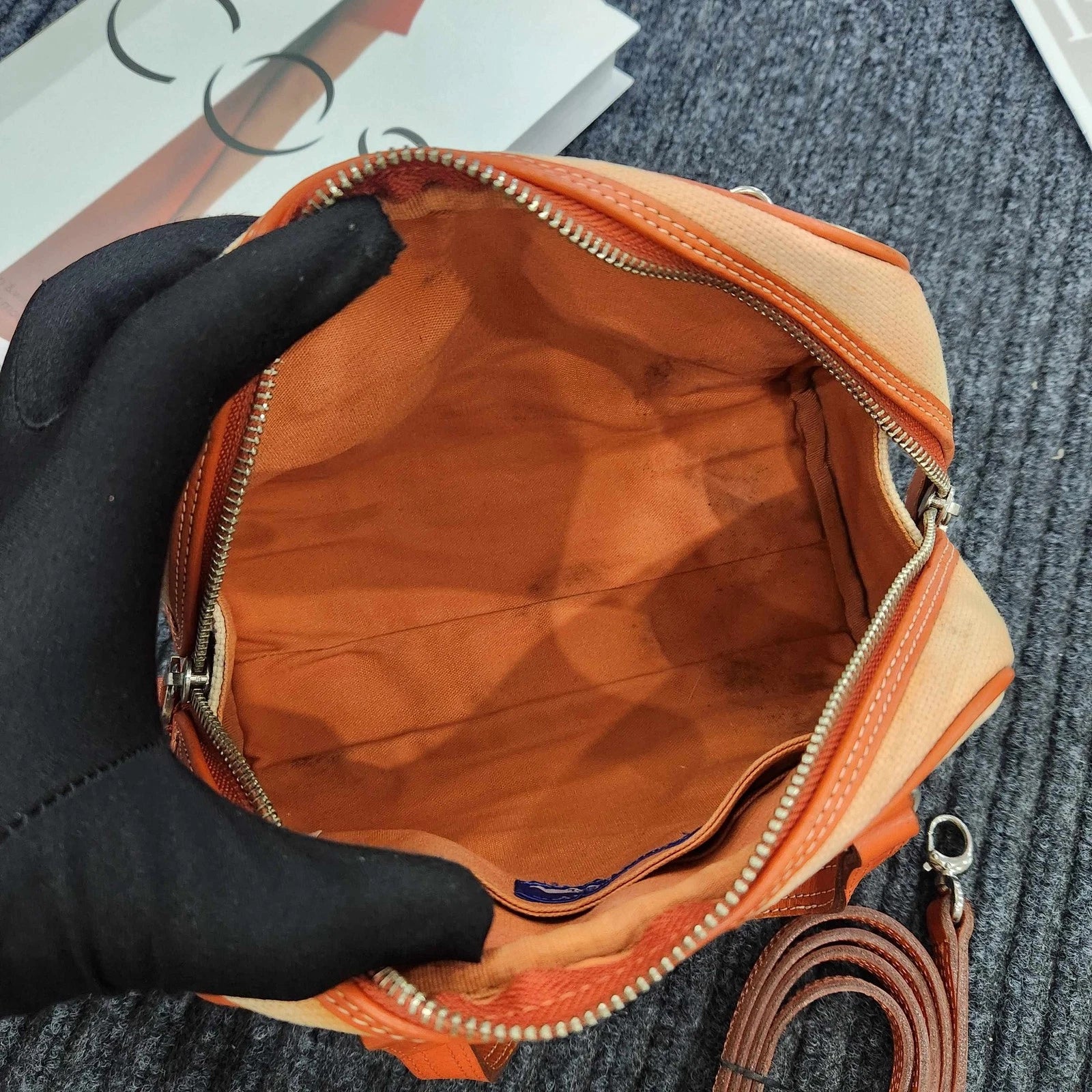 Burberry Vintage Orange Canvas Mini Bowling Bag For Women