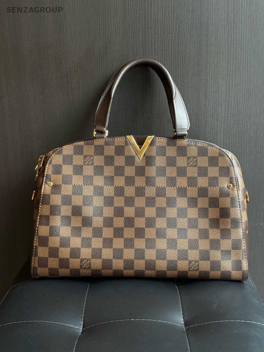Louis Vuitton Kensington bowling Damier Ebene Top Handle 2way Shoulder Handbag