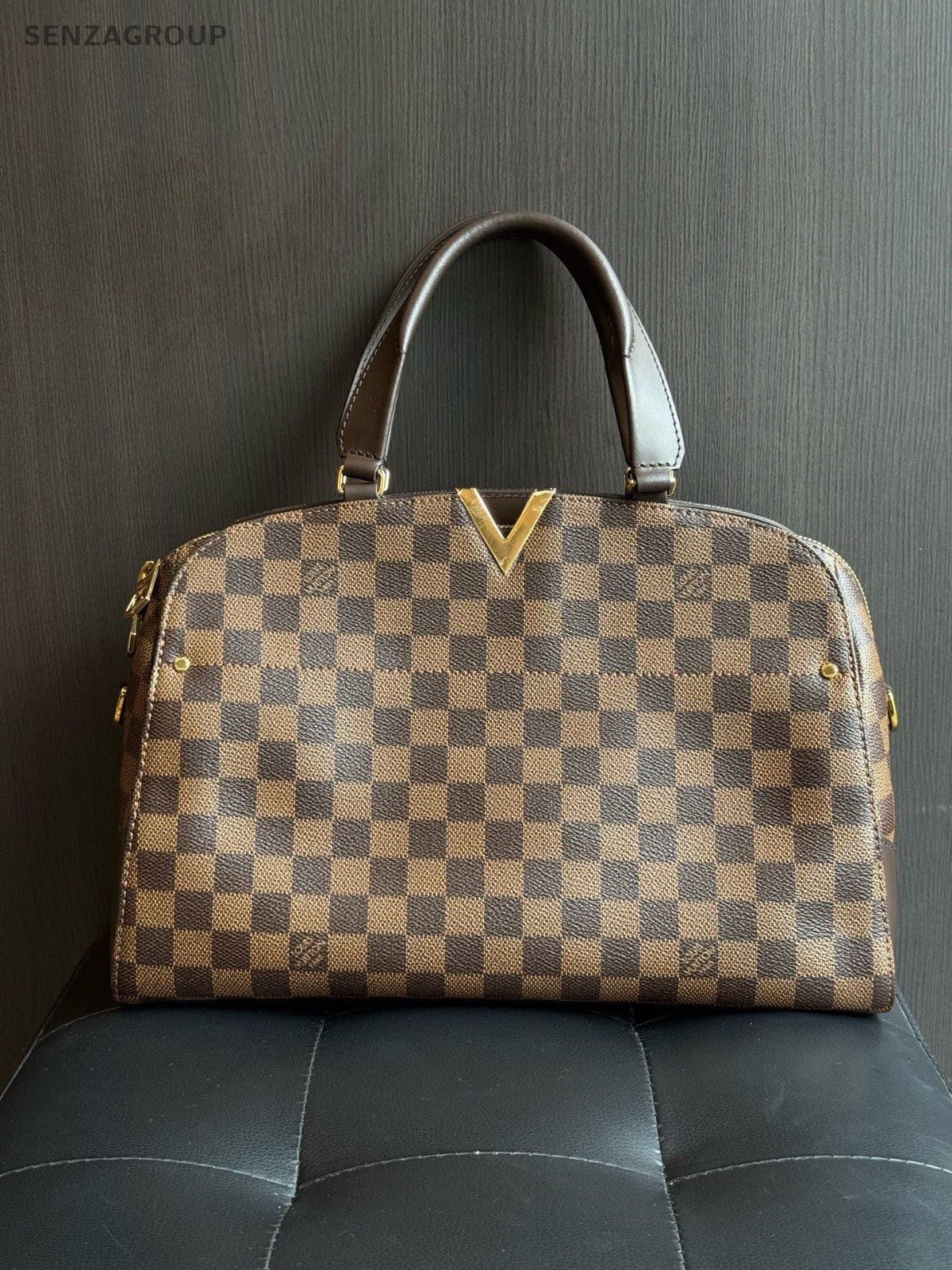 Louis Vuitton Kensington bowling Damier Ebene Top Handle 2way Shoulder Handbag