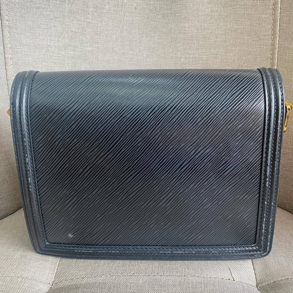 Louis Vuitton Daphne Chevron Medium Chain Shoulder Bag Black Gold