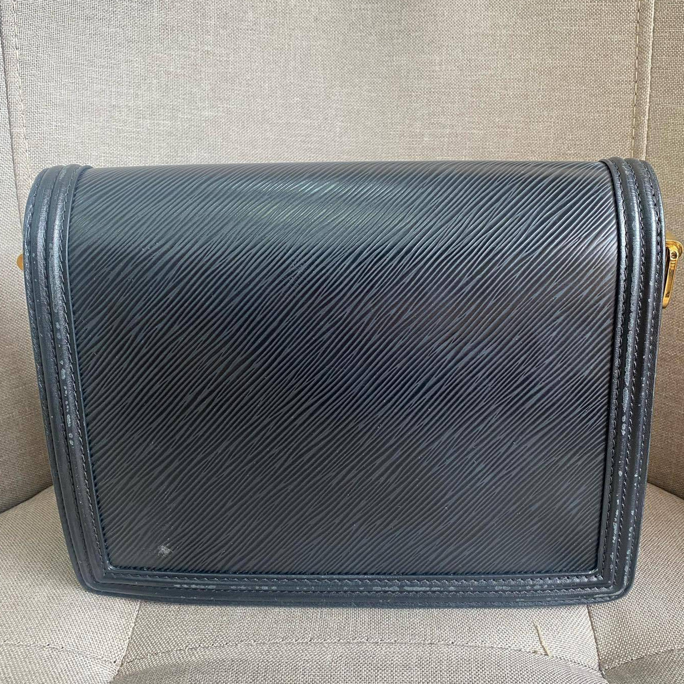 Louis Vuitton Daphne Chevron Medium Chain Shoulder Bag Black Gold