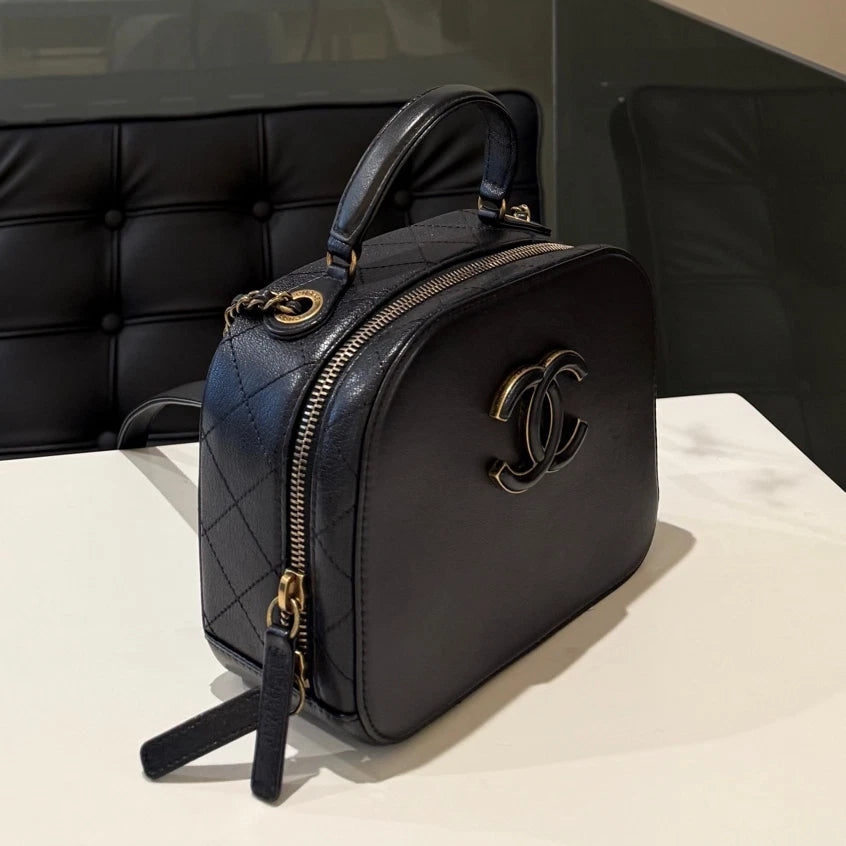 Chanel Classic Camera Bag Black Gold Chain Shoulder Crossbody Bag