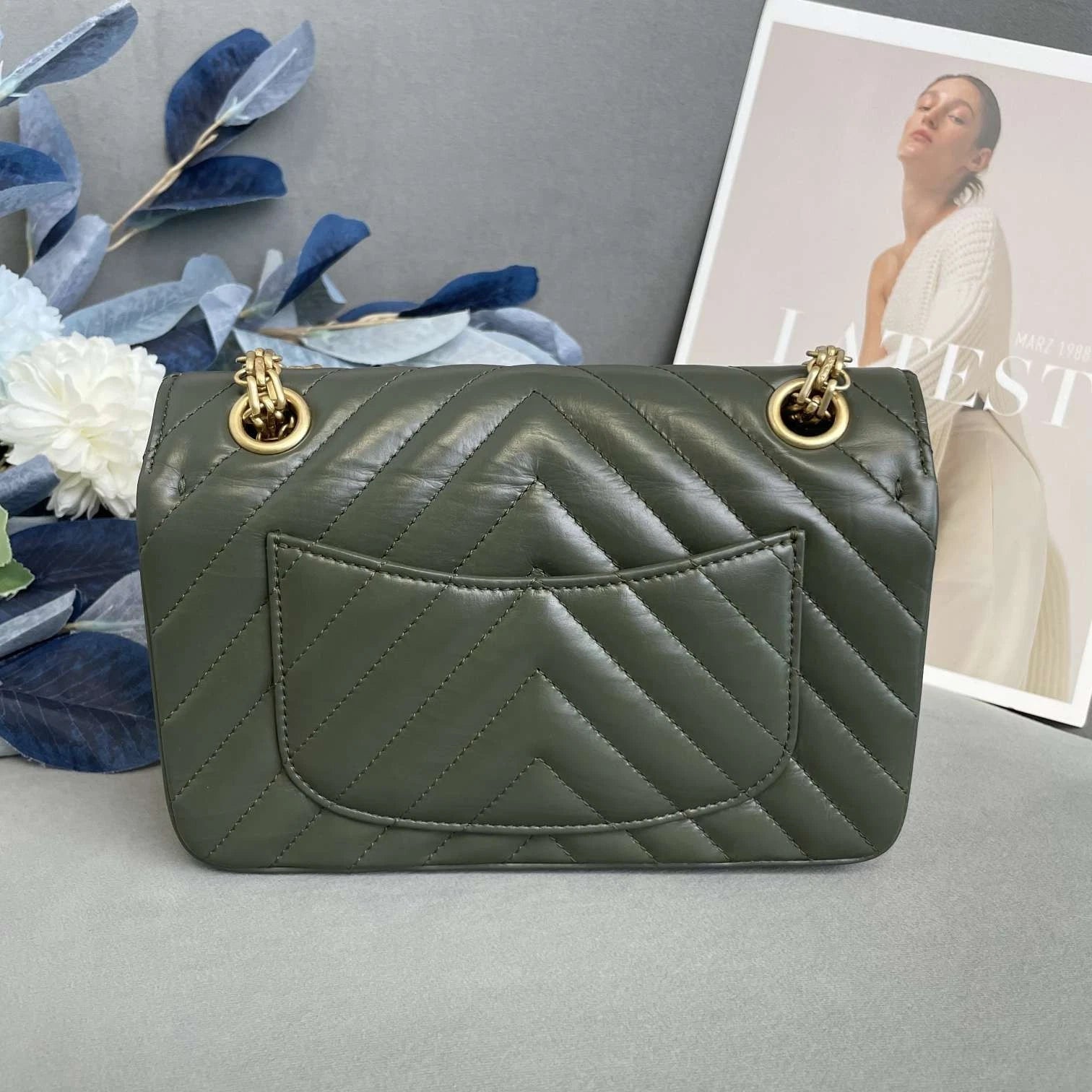 CHANEL 2.55 Mini Cuba Green Calfskin Shoulder Bag For Women