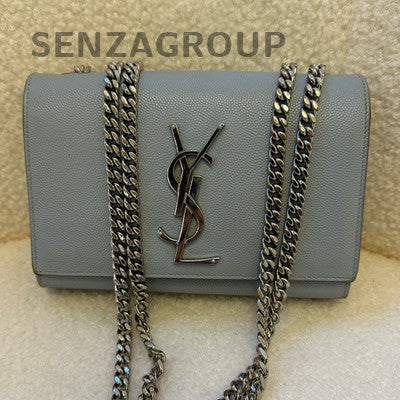 Saint Laurent Kate Small Light Blue Silver Chain Crossbody Bag