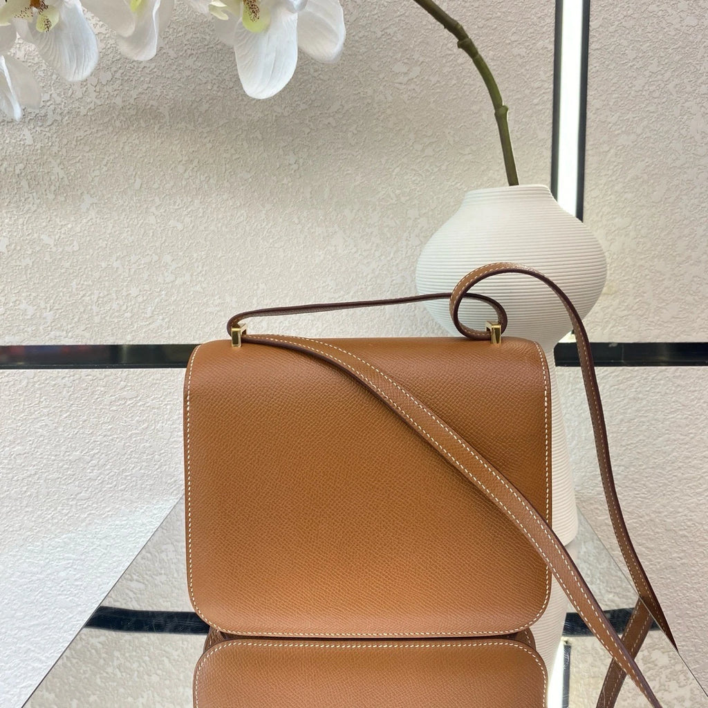 Hermes Constance19 Epsom Women Crossbody Brown Gold