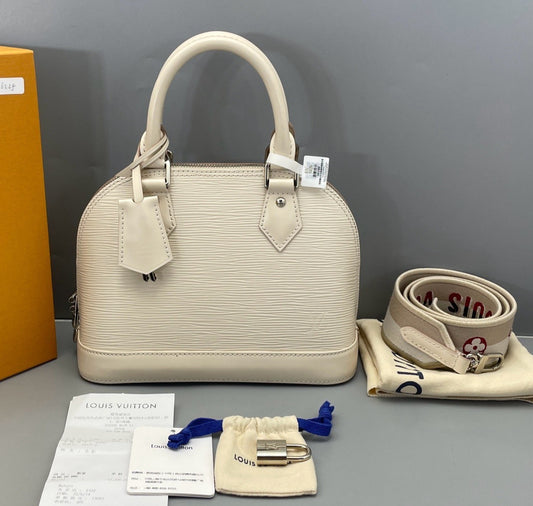 Louis Vuitton Alma bb Water ripples Top Handle 2way Shoulder Handbag White