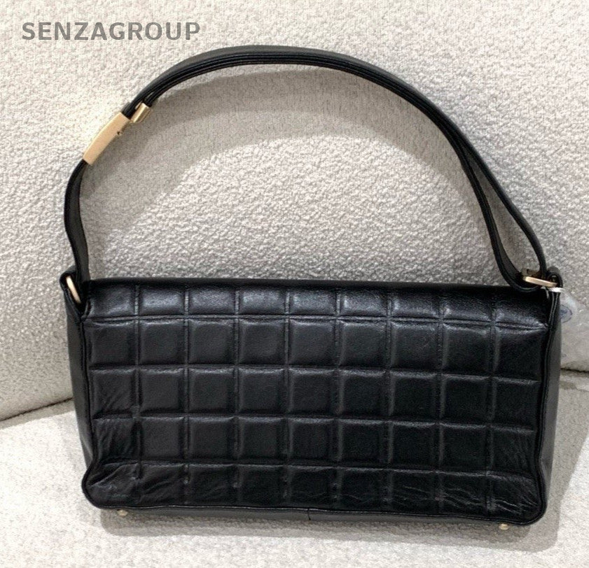 Chanel Ice Cube Vintage Black Gold Shoulder Bag Used Women Classic