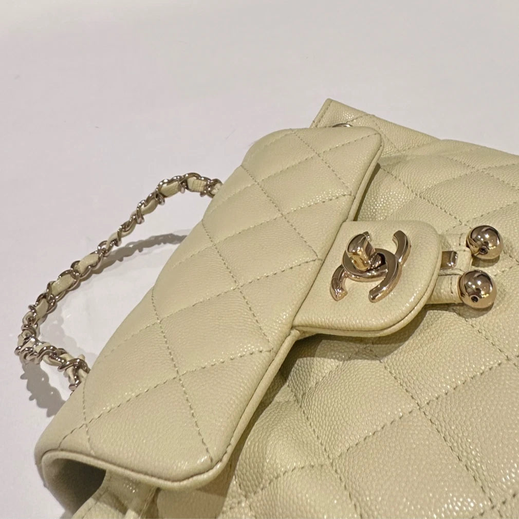 Chanel Salzburg Backpack Yellow Gold Hardware Quilted Classic Women's Bag