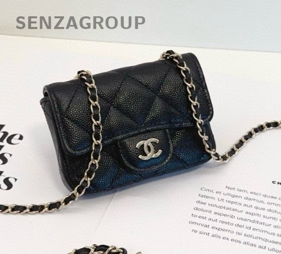 CHANEL Caviar Blakc Card pack mini Crossbody bag