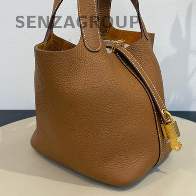 Hermes Picotin Lock 18 Gold Brown Gold Hardware TC Leather Handbag