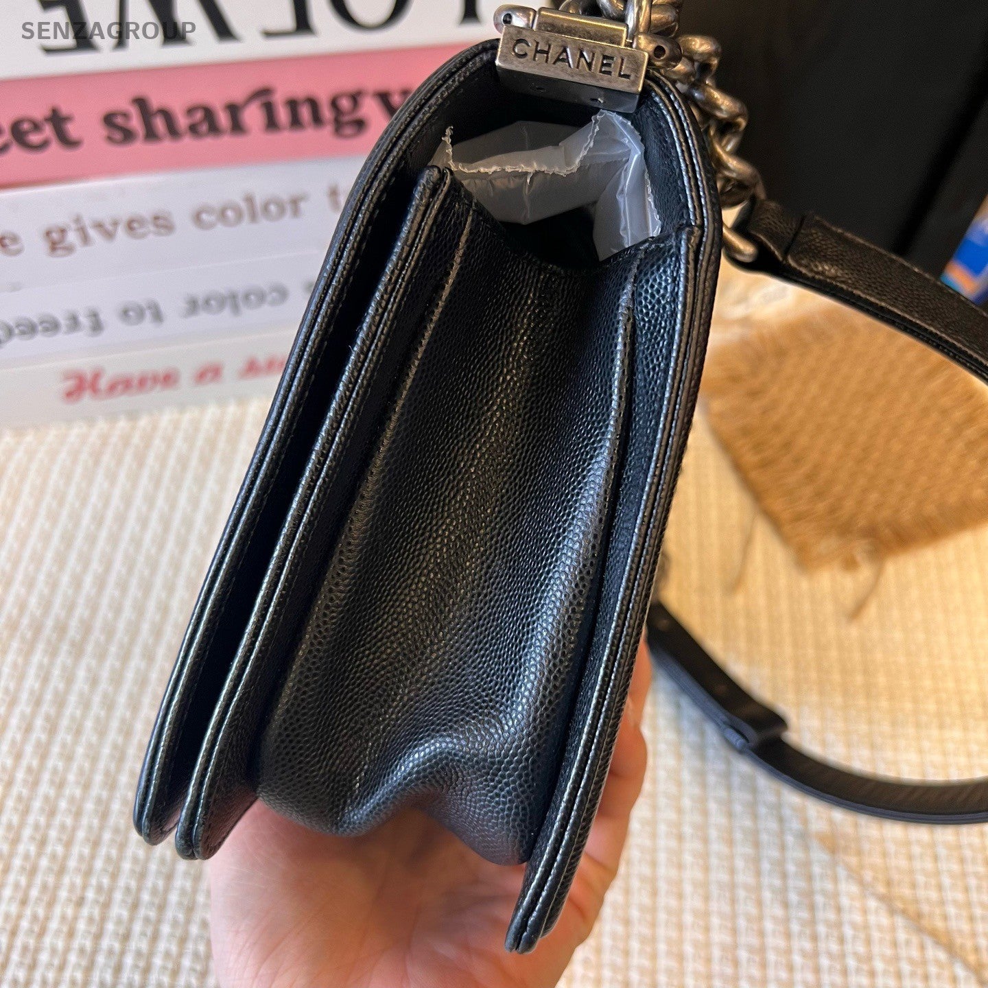 Chanel Leboy Chain Shoulder Bag Crossbody Diamond Black Silver Women Classic