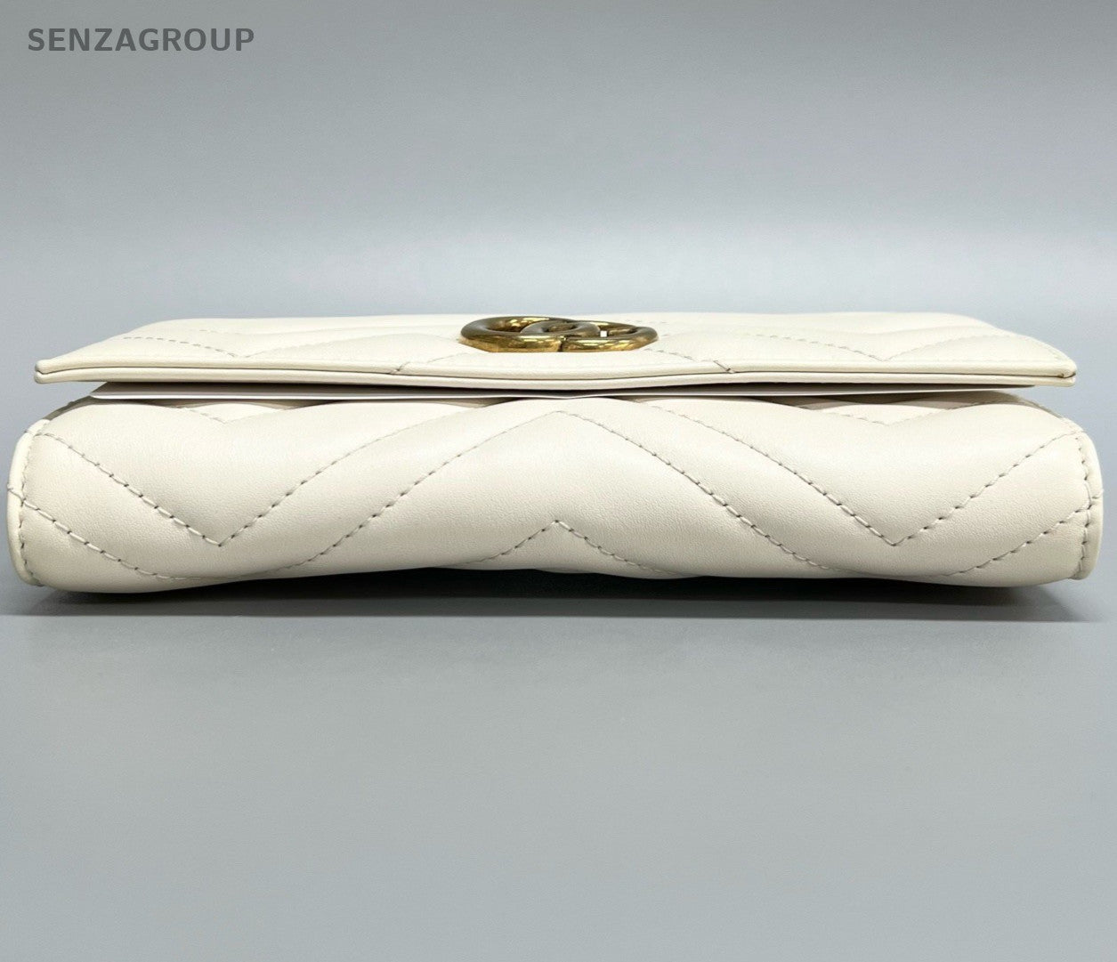 Gucci GG Marmont Long Wallet Clutch White Gold Used Women Classic