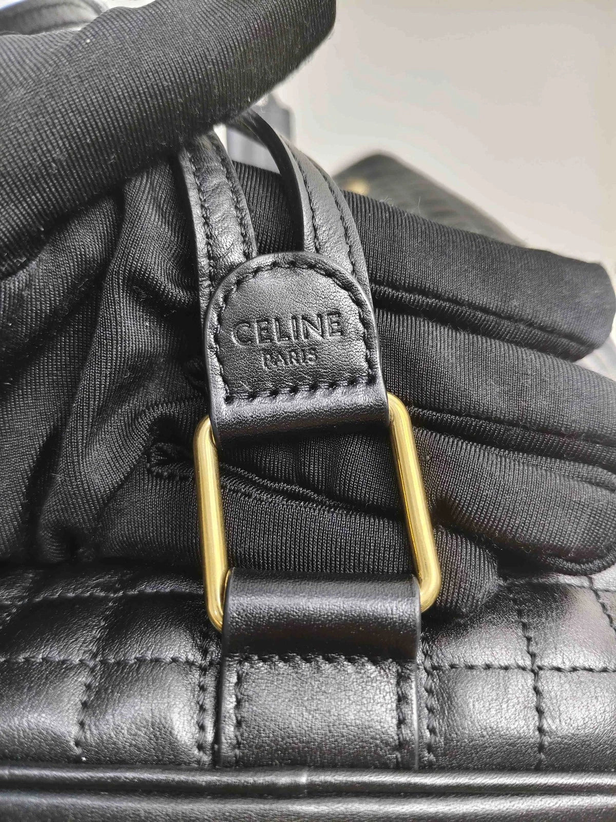 Authentic Celine Black Quilted Leather Backpack For Women