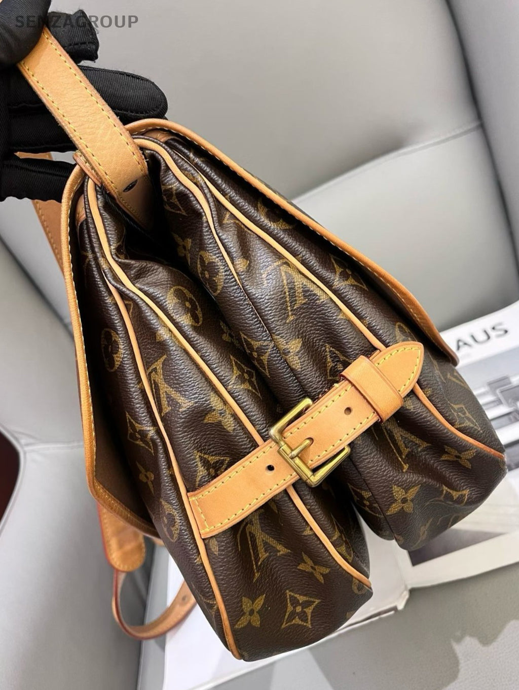 Louis Vuitton Saumur MM Monogram Shoulder Crossbody Bag Brown Women