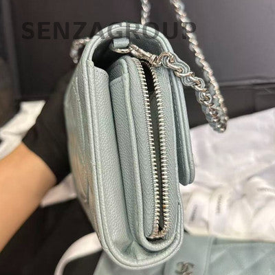 Chanel CF WOC Chain Shoulder Crossbody Bag Grey Calfskin Gold Hardware