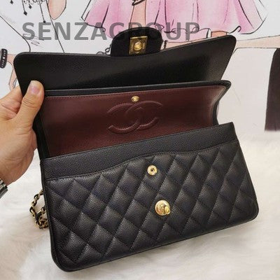 Chanel Classic Flap Medium Black Caviar Leather Shoulder Crossbody Bag