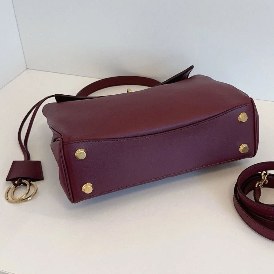 Excellent Balenciaga Rodeo PM 2Way Red Top Handle Bag Crossbody Gold Hardware