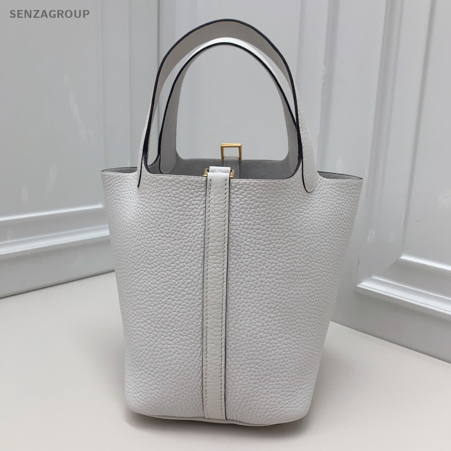 Hermes Picotin Top Handle Bag White Gold Used Women Classic Fashion