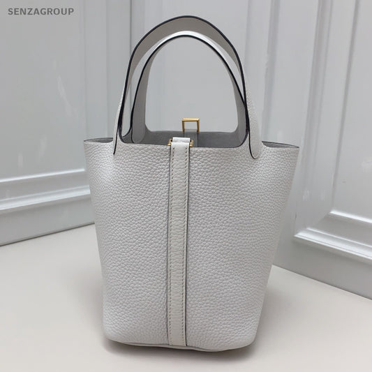 Hermes Picotin Top Handle Bag White Gold Used Women Classic Fashion