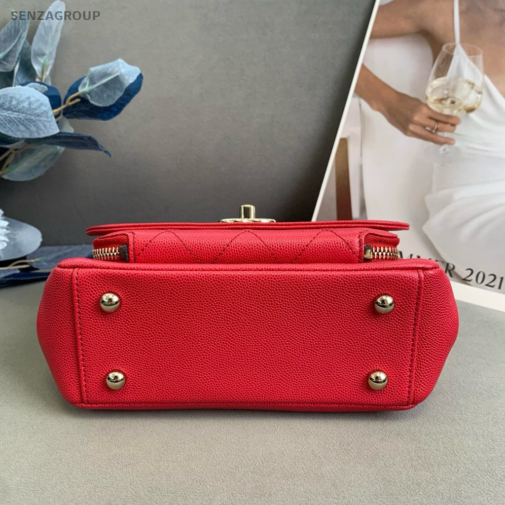 CHANEL Caviar  Top Handle 2way Shoulder bag Red Women
