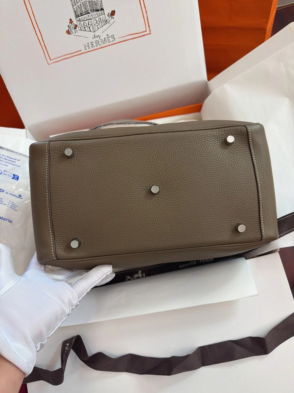Hermes Lindy 30 Top Handle Bag Grey Sliver Women Classic