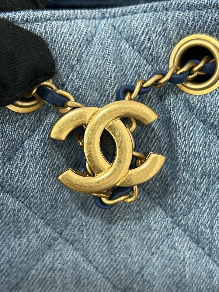 CHANEL 26P Denim Blue Small 25Bag Tote Bag For Women