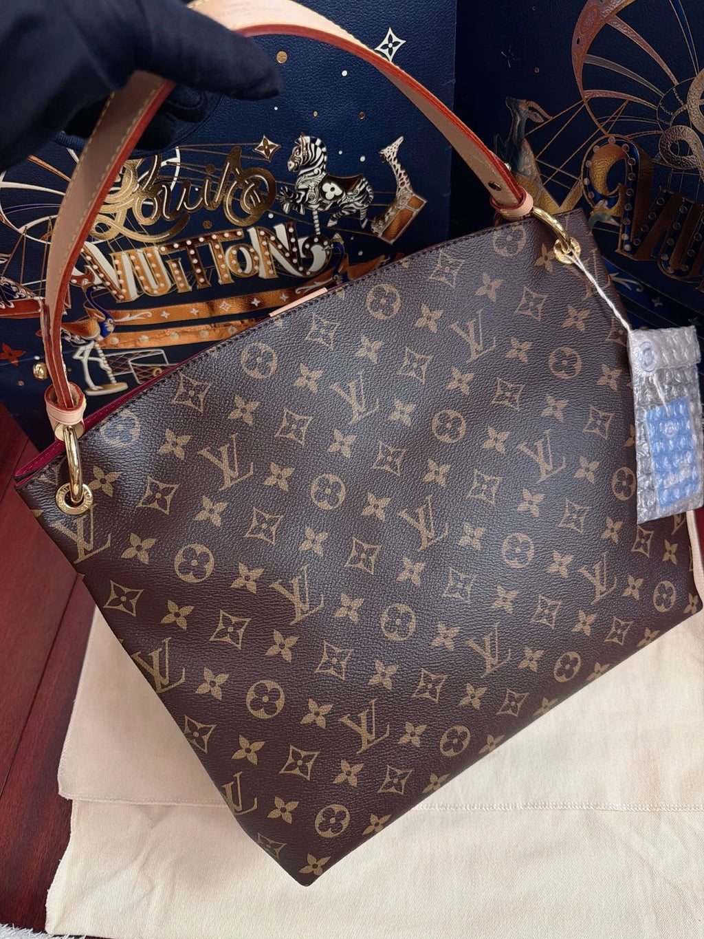 Louis Vuitton Graceful Monogram Brown Gold Shoulder Bag Excellent
