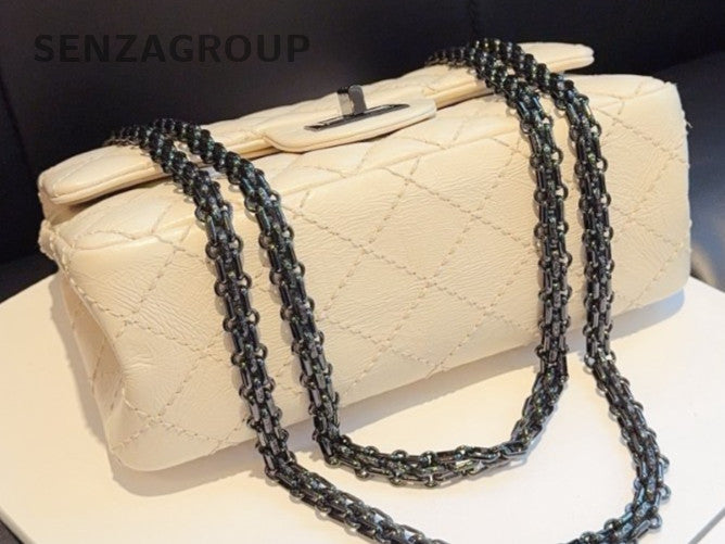 CHANEL 2.55 Chain Shoulder bag Cream White Crossbody Women Almost Brand NEW