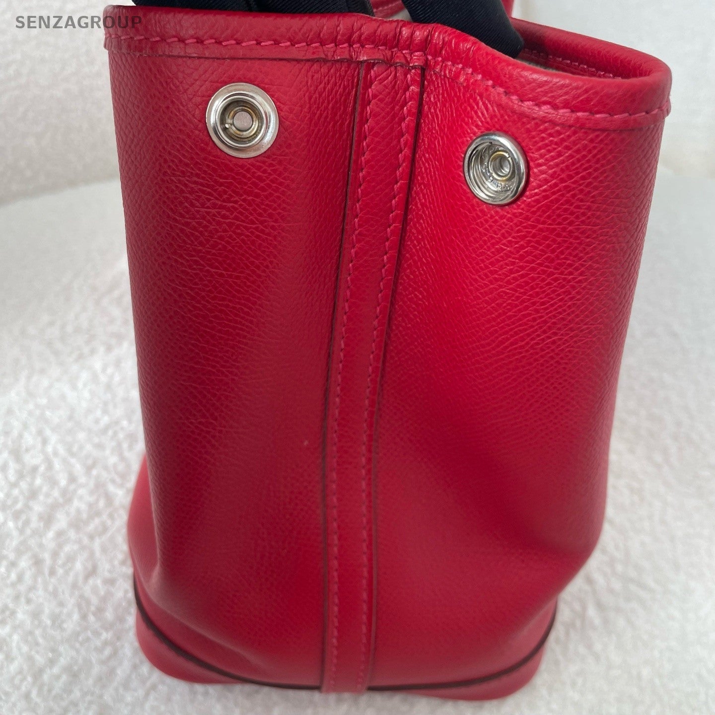 Hermes Garden Party30 Top Handle Bag Red Silver Used Women Classic Fashion