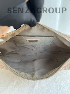 Fendi Pink Gold Buckle Monogram Tote Shoulder Bag Women Classic