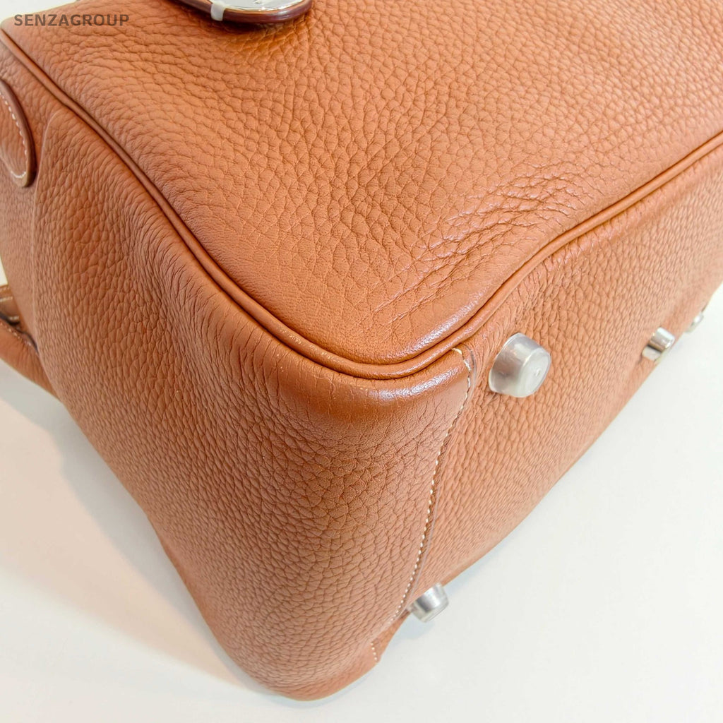 Hermes lindy30 Calfskin Hand bag Shoulder Bag Brown Silver Used Women Classic