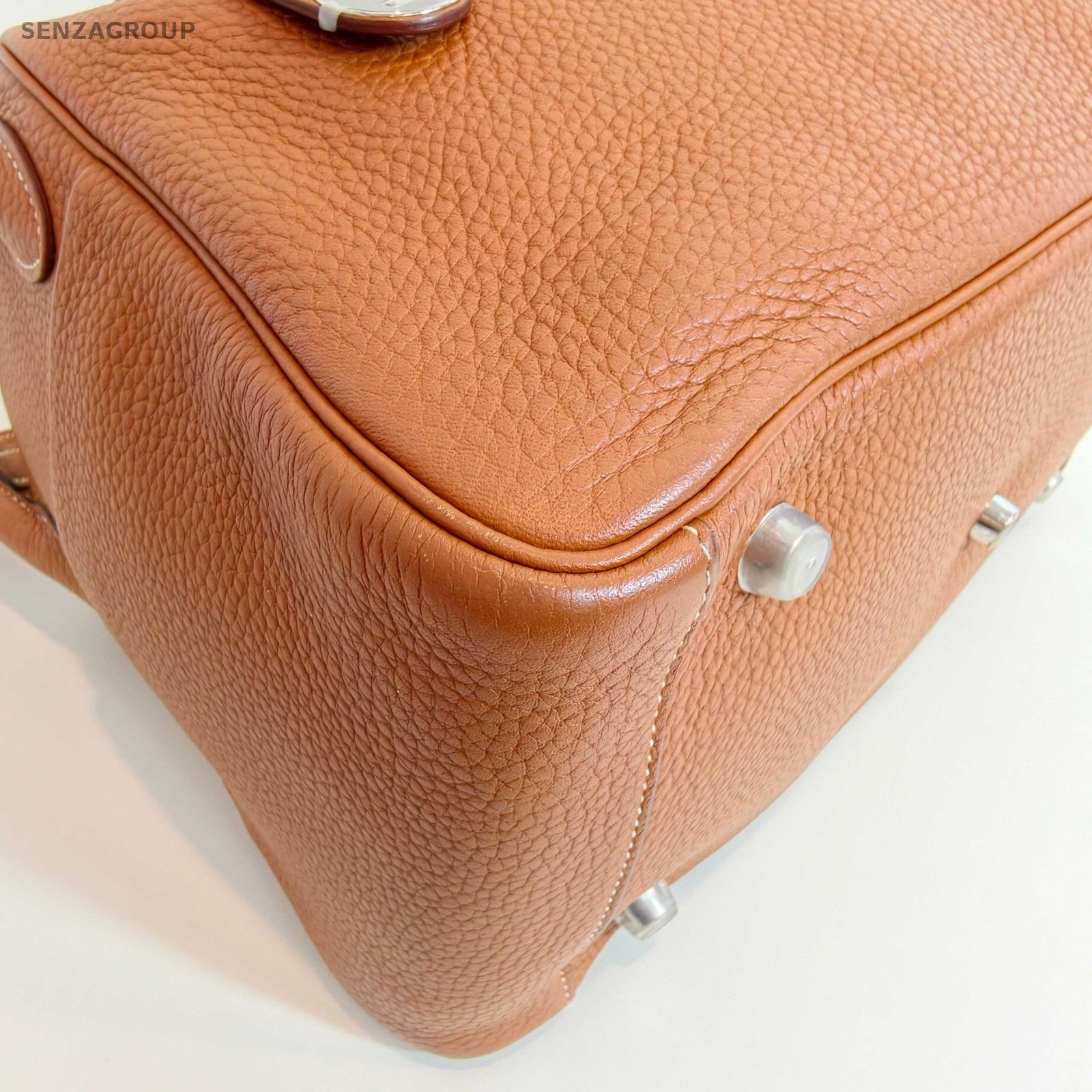 Hermes lindy30 Calfskin Hand bag Shoulder Bag Brown Silver Used Women Classic