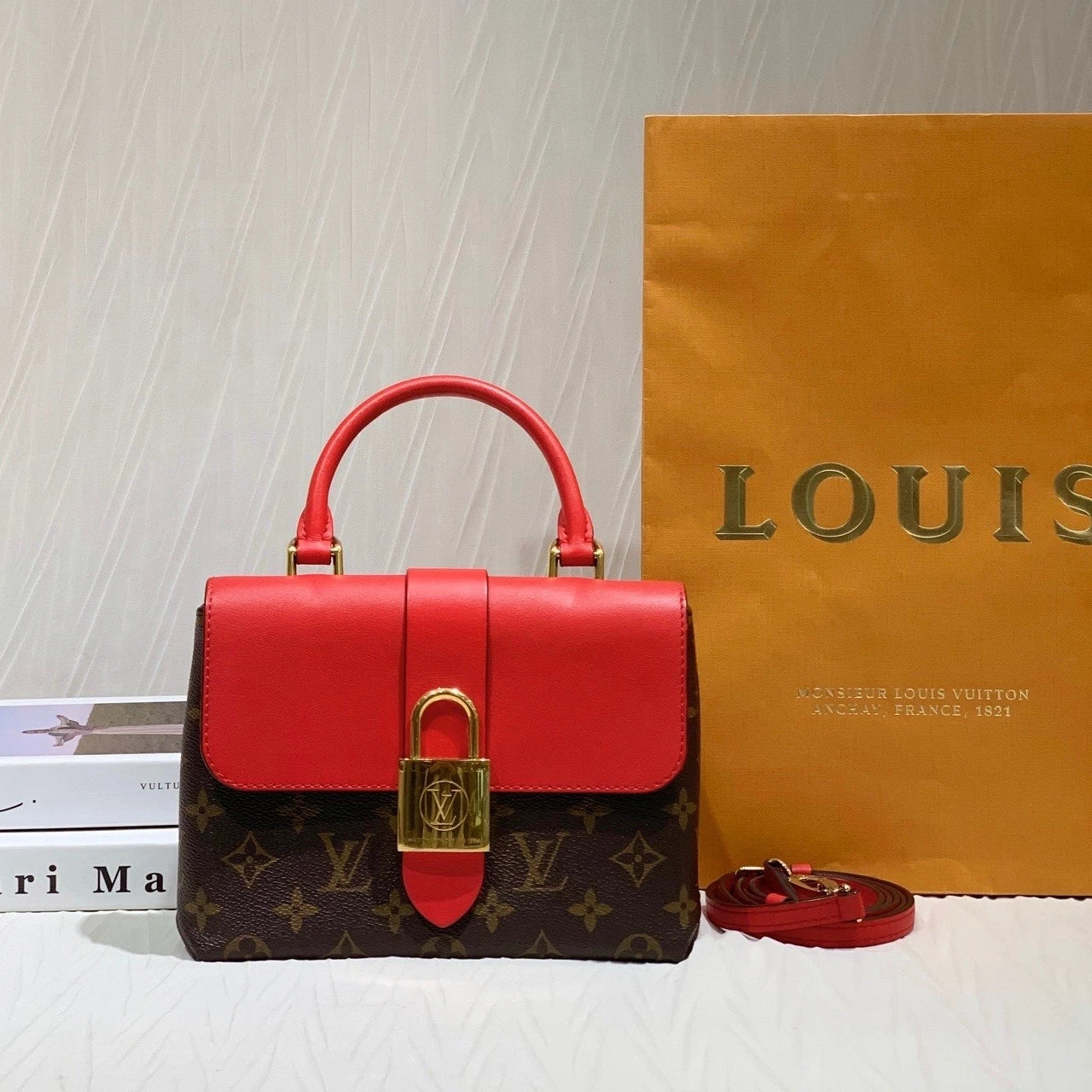 Louis Vuitton Red Canvas Lucky BB Lock Crossbody Bag For Women