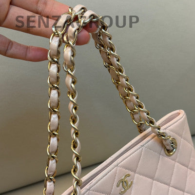 Chanel Vintage Mini Tote Pink Gold Quilted Chain Shoulder Bag Classic