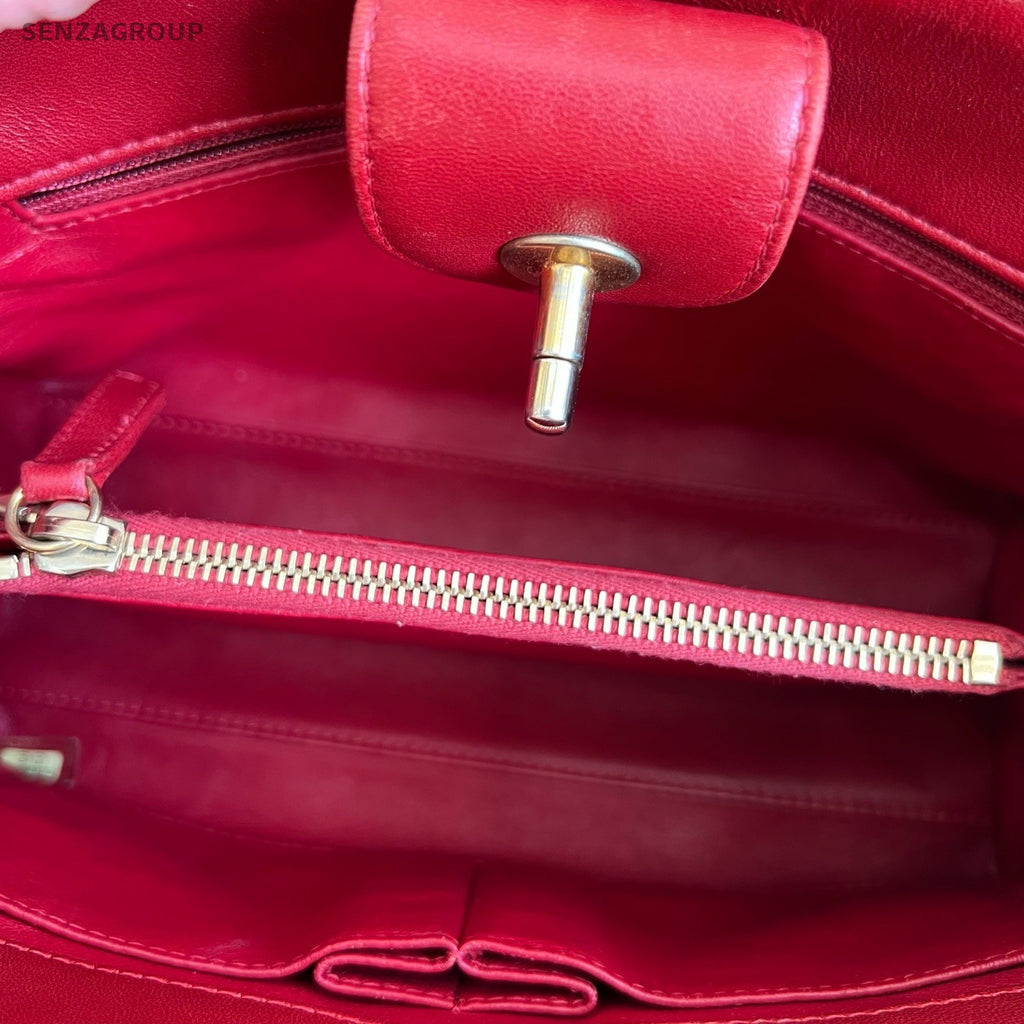 CHANEL Tote Diamond Pattern Chain Shoulder bag Red Gold Women